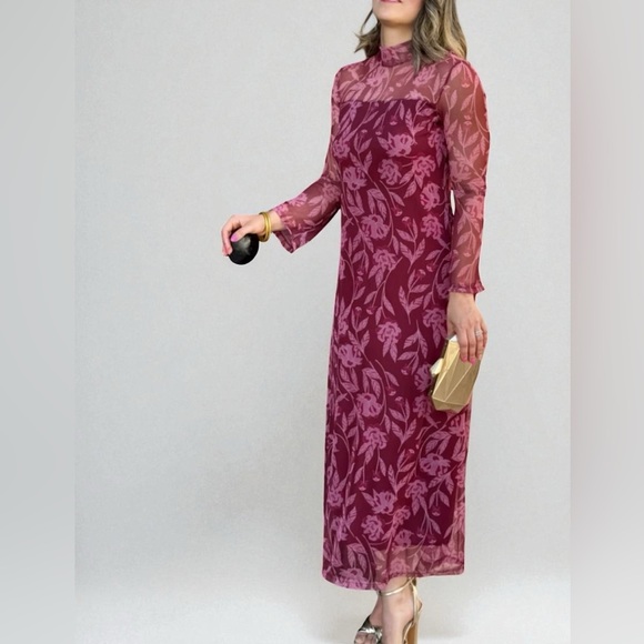 Candolite.  Elegant Long Sleeve Purple Dress - Picture 1 of 9